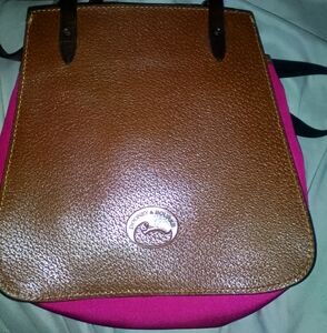 Dooney & Bourke Brown Leather Tote with Pink Accents